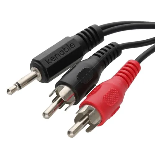 kenable 3,5 mm Mono Klinkenstecker Zum 2x Cinch Chinch Männlich Stecker Kabel Anschlusskabel 1 m [1 Meter/1m]