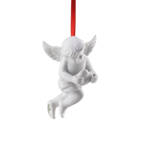 Rosenthal Engel-Anhänger mit Herz weiß matt 7 cm Engel 69194-000102-90097