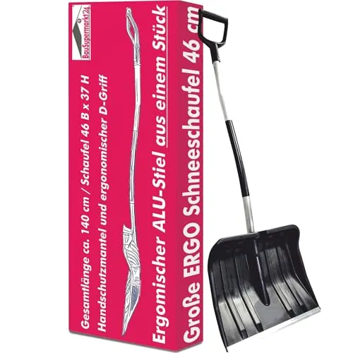 Ergonomische Schneeschaufel 46 cm mit Aluminium-Stiel von BauSupermarkt24