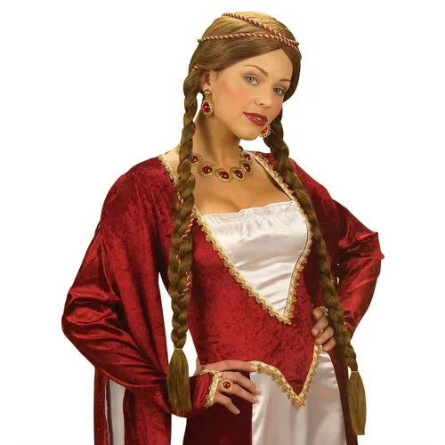 Märchenhafte Damen Perücke Burgdame Braun für Fasching Mottopartys Halloween Cos