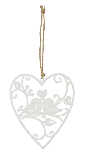 levandeo Schild Herz 10x12cm Gartendeko Vogel Liebe Türschild Weiß Wandbild Deko Gartenschild Geschenkidee