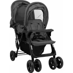 vidaXL Tandem-Zwillingskinderwagen Dunkelgrau von vidaXL