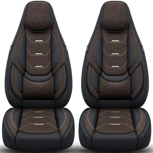 BREMER SITZBEZÜGE für Fiat Ducato Jumper Boxer, Set in Schwarz/Braun - Hochwertige Autositzbezüge für Fiat Ducato, langlebig und pflegeleicht aus Leinenstoff und Polyester. Ideal für Komfort und Schutz bei langen Fahrten, auch für Sitzheizungen geeignet.