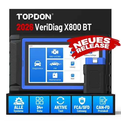 TOPDON VeriDiag X800 BT OBD2 KFZ Diagnosegerät – Bluetooth Vollsystemdiagnose