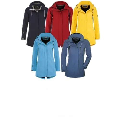 Blue Wave Damen Softshellmantel Birgit - Winddichte Outdoor-Jacke in Oceanblau Größe 44 - Funktionsjacken - Hochwertiger Softshellmantel mit 5000 mm Wassersäule, abnehmbarer Kapuze und praktischen Taschen für optimalen Schutz und Komfort.