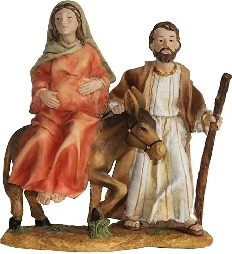 FADEDA Herbergssuche - Handbemalte Krippenfiguren 14 cm für Ihre Weihnachtsdekoration - Detailgetreue Krippenfiguren aus hochwertigem Kunstguss, handbemalt in Holzoptik. Ideal für die Weihnachtskrippe und als ganzjährige Dekoration.