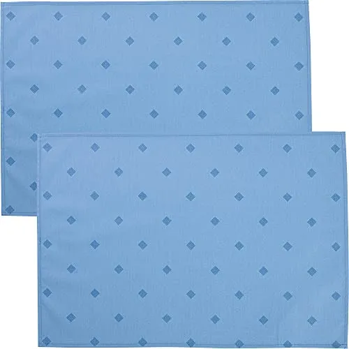 Erwin Müller abwaschbares Tischset, Platzset 2er-Pack Neuss im Rautendesign blau Größe 35x50 cm - acrylversiegeltes Gewebe für leichtes Wischen