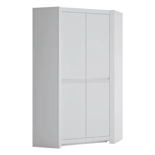 Lomadox Eckkleiderschrank Kleiderschrank Drehtürenschrank 2 Türen 2-türig weiß modern 103x198,6x103 cm