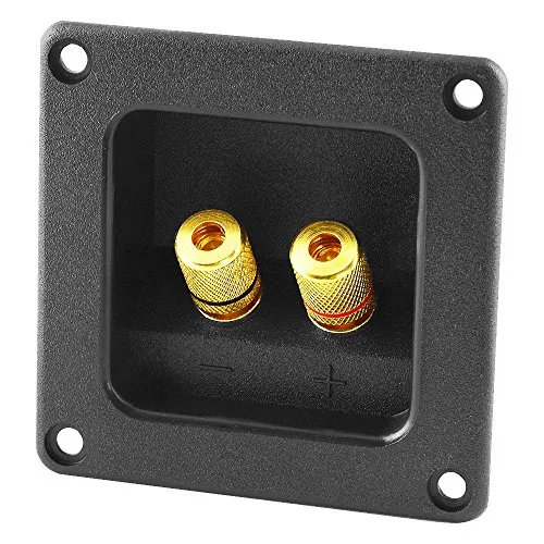 BestPlug Audio Lautsprecher Boxen Einbau-Buchse Terminal rechteckig, vergoldet, Schwarz