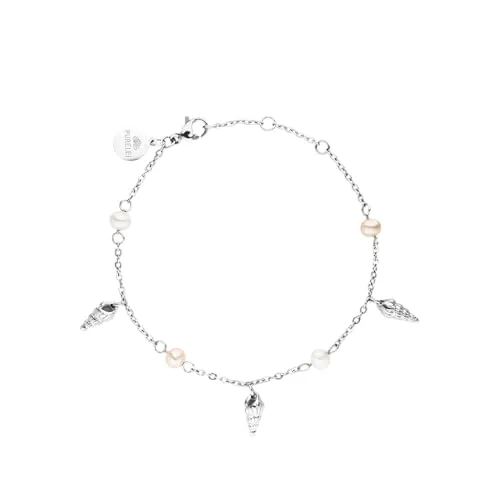 Purelei® Akala Armband Damen – Muschelanhänger & Süßwasserperlen - Armbänder für Damen, einzigartig mit echten Süßwasserperlen und Muschelanhängern – ideal für den Urlaub und verstellbar für perfekten Sitz.