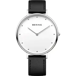 Bering Quarzuhr 14839-404 - Elegante Armbanduhr mit Ultra Slim Design, Edelstahlgehäuse und schwarzem Lederarmband. Ideal für stilbewusste Männer und Frauen, die Wert auf Qualität und Wasserdichtigkeit legen.