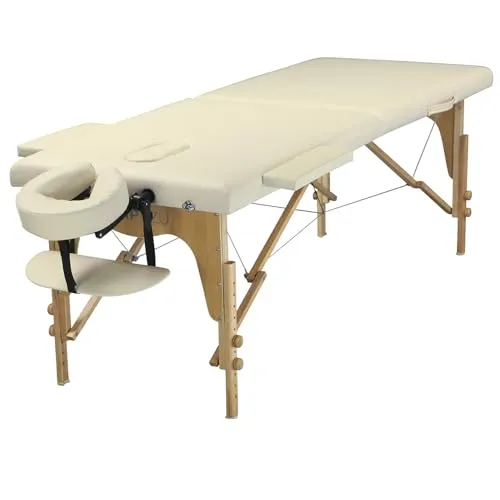 Clap Tzu Basic Massage Set beige | Komplett mit Zubehör - Massageliegen-Set mit Kopfstütze, Armablage und Tasche, ideal für Therapeuten. Hohe Stabilität bis 250 kg und 35 Jahre Erfahrung garantieren Qualität.