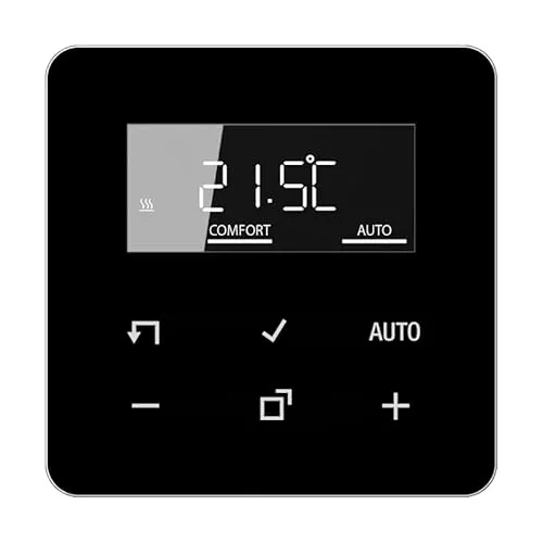 JUNG HOME Raumthermostat-Display, schwarz - Zubehör für Klima & Heizen: Intelligentes Raumthermostat mit App-Steuerung, Boost-Funktion für schnelles Heizen und Urlaubsprogramm zur Heizkostensenkung.