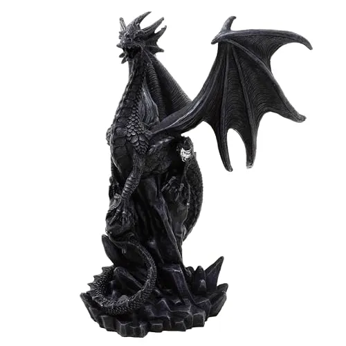 Produktbild MystiCalls Fantasy-Figur Schwarzer Drache auf Felsen