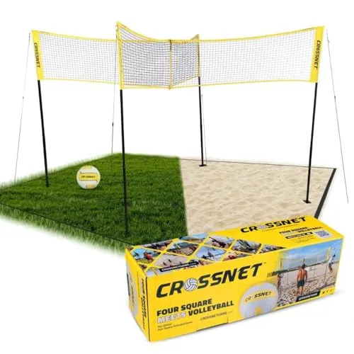 Crossnet - Mehrfarbiger Spielspaß - Innovatives Spielgerät für aktive Freizeitgestaltung, ideal für den Garten oder Strand, fördert Teamgeist und Bewegung.
