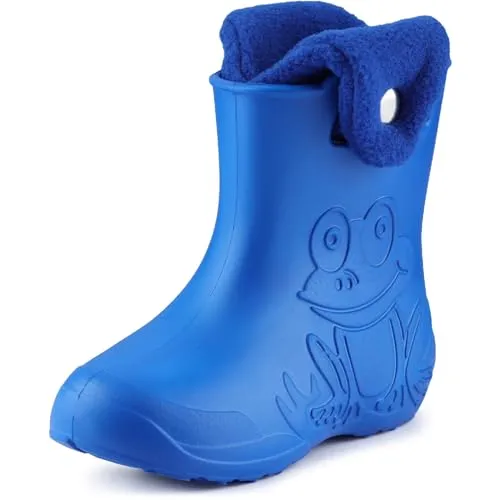 Ladeheid Eva Kinder Gummistiefel gefüttert LA-CA-04 - Blau - 30-31 EU - Gummistiefel für Kinder, gefüttert und wasserfest aus leichtem EVA-Material, bieten Wärme und Komfort. Ideal für kalte Wintertage und einfach an- und auszuziehen.