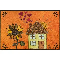 wash+dry by Kleen-Tex Fußmatte Sonnenhaus, rechteckig in orange von wash+dry