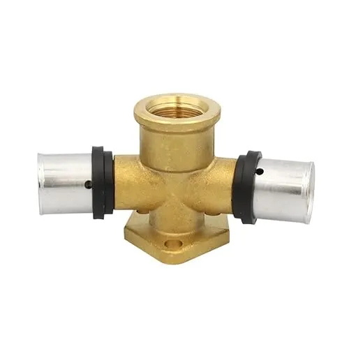 Pipetec Pressfitting Wandwinkel 20x2 mm 1/2 Zoll IG 165° Wandscheibe doppelt TH Kontur Verbundrohr, DVGW, TH-Profil