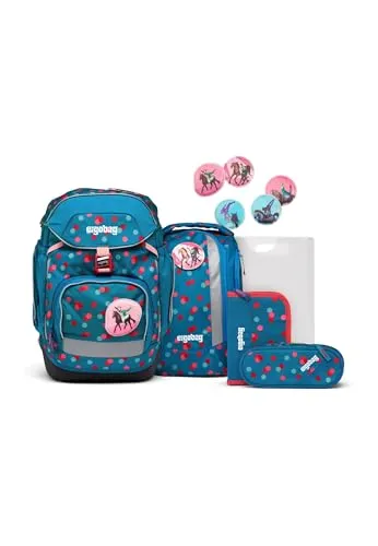ergobag Pack-Set Unisex-Rucksack für Kinder, Blue Glaxy Glow, 20 L