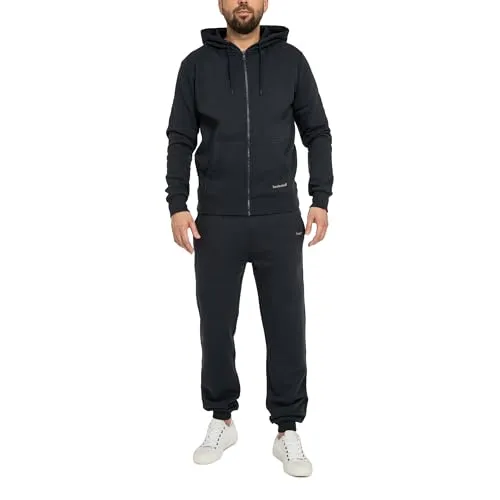 Basisstoff Laufkumpel Herren Jogging Anzug Dunkelblau Gr. M - Streatwear Trainingsanzüge für Herren, atmungsaktiv und bequem für Training und Freizeit, ideal zum Entspannen nach einem langen Tag.