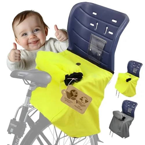 BambiniWelt Fahrradkindersitz Fußsack mit Handmuff - gelb - Fahrradkindersitze für Kinder ab 2 Jahren, sorgt für warme Beine und Hände bei kaltem Wetter, ideal für sichere Fahrradtouren.