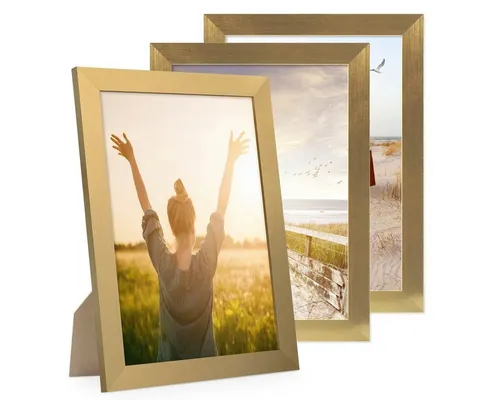 PHOTOLINI Bilderrahmen 3er Set breite Rahmen, extra Zubehör, (3er Set), im modernen Stil für Ihre stilvolle Wanddekoration