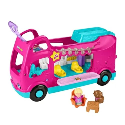 Fisher-Price Little People Kleinkind Spielzeug Barbie Little Dreamcamper RV Spielset mit Lichtern, Geräuschen und 2 Figuren, ab 18 Monaten, HYR85