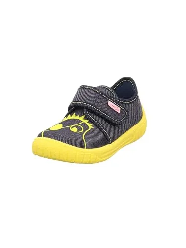 Superfit Jungen Bill Hausschuh, Blau 8050, 35 EU - Hausschuhe aus strapazierfähiger Baumwolle mit atmungsaktivem Futter und leuchtenden Neondetails für mehr Sicherheit im Dunkeln. Perfekter Halt durch verstellbaren Klettverschluss.