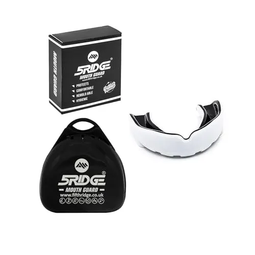 Mundschutz Gum Shield - Professioneller Mundschutz für Kontaktsport, Rugby, Kampfsport, Karate, Rugby, MMA, Boxen, Hockey, Fußball flexibel für Jugendliche & Erwachsene (Weiß/Schwarz, Adult(+12))