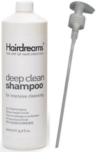 HAIRDREAMS DEEP CLEAN Reinigung Shampoo 1L + Pumpe - Shampoo für Haarverlängerungen, reinigt sanft und pflegt coloriertes Haar, ideal für die tägliche Anwendung.