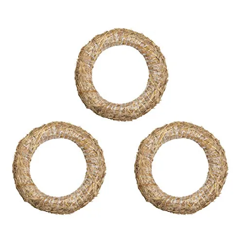 DekoPrinz® Strohkränze, 3 Stück | ø 33 cm Durchmesser | 6 cm Stärke | Strohrömer, Türkranz, Deko-Kranz, Kranz-Rohling, Strohring
