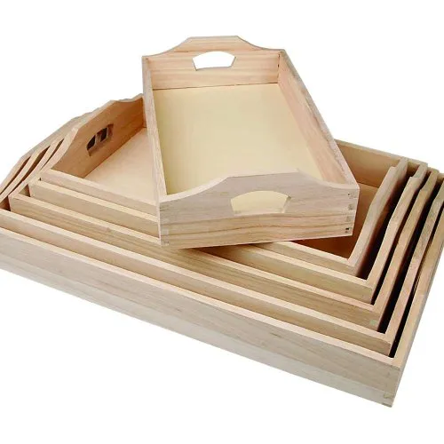 Creotime ‎57522 Holztablett-Set 6 Stück Verschiedene Größen Tablett