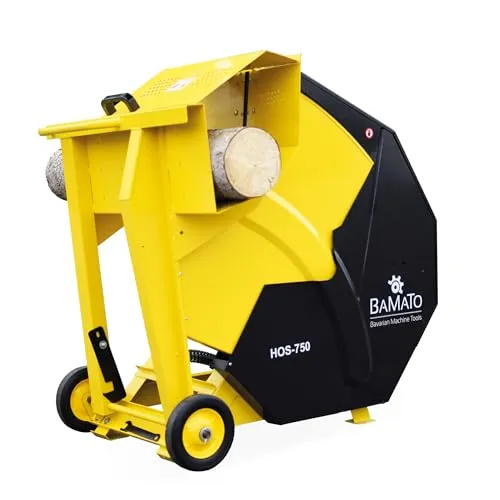 BAMATO Wippsäge HOS-750 - Leistungsstarke 400 V Wippsäge mit 700 mm Sägeblatt - Sägen: Hochleistungsmotor mit 5000 W für 250 mm Holzstärke, sicherer Sägebereich mit elektronischer Bremse und komfortabler Transportgriff.