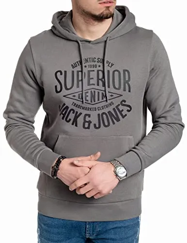 JACK & JONES Herren Hoodie Pullover mit Kapuze - Kapuzenpullover für Herren aus atmungsaktiver Baumwolle, ideal für Sport und Freizeit. Flauschige Kapuze und Kängurutasche bieten Komfort und Stil.