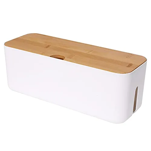 Changsuo Kabelmanagement-Box, Kabel-Organizer-Boxen für Verlängerungskabel, Power Stripe, Überspannungsschutz, Kabelmanagement-Organizer, Abdeckung für den Schreibtisch (klein, weiß)