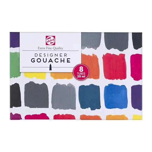 Talens Plakatfarbe Gouache Extra Fine Set – 8 hochpigmentierte Farben - Plakatfarben Set mit 8 x 20ml Tuben, ideal für Künstler und Designer. Hochpigmentierte Farben für matte, deckende Ergebnisse und vielseitige Anwendung durch Wasserverdünnung.