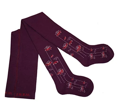 Weri Spezials Kinder Strumpfhose für Mädchen Blumen-Phantasien in praktischen Farben. (92/98, Violett)