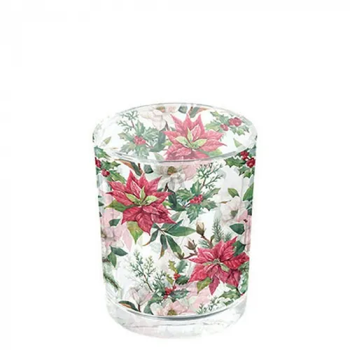 Ambiente Kerzenglas Teelichthalter Weihnachtsstern Ilex Weihnachtsdeko H.7 cm