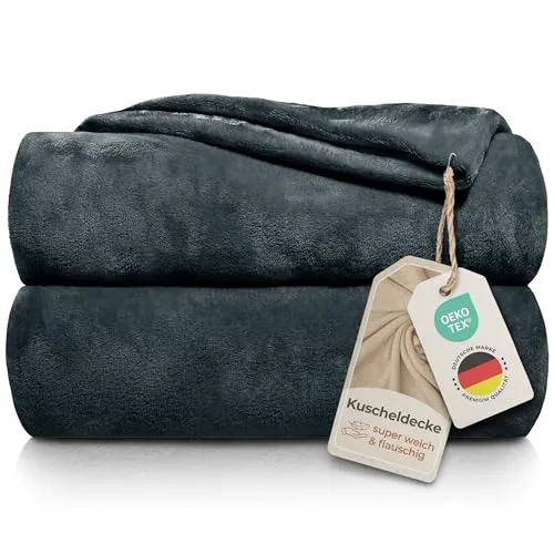 Gräfenstayn® Kuscheldecke flauschig & super weich - hochwertige Fleecedecke auch als Wohndecke, Tagesdecke, Sofadecke & Sommerdecke geeignet - Überwurf Decke Sofa & Couch (Anthrazit, 150x130 cm)