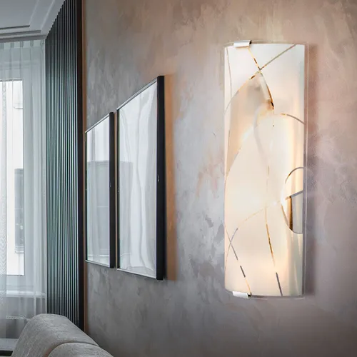 Wandlampe Wandleuchte Schlafzimmerlampe Glas satiniert Küchenleuchte B 36 cm