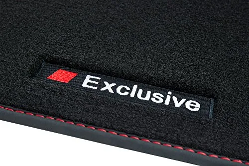 teileplus24 BAX-005-R Exclusive Sport Fußmatten kompatibel mit Audi A6 4G C7 Avant Limo 2011-2018, Naht:Rot