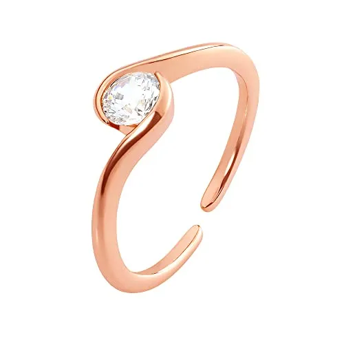 Heideman Ring Blix Damen aus Edelstahl rosegold farbend matt Damenring für Frauen mit Stein weiss rosevergoldet poliert