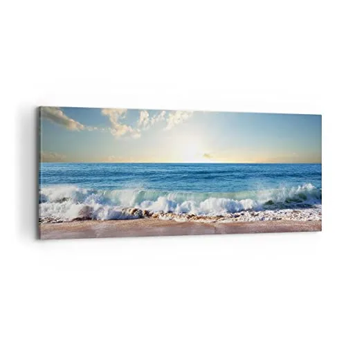 Panorama Bilder auf Leinwand 100x40cm Leinwandbild Meer Ufer Wasser Groß Wanddeko Bild Schlafzimmer Küche Wandbilder Dekoration Wohnzimmer Wall Decor Canvas Wand Kunstdruck Art AB100x40-3551