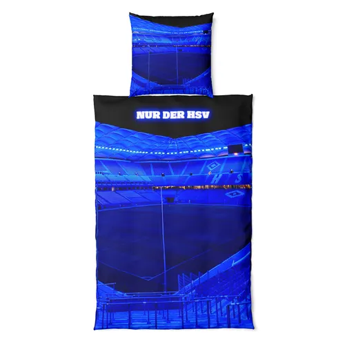 HSV Bettwäscheset Stadion: 2-teilig mit Stadionmotiv - Bettwäsche-Set im HSV-Design, 100% Baumwolle, mit einzigartigem Volksparkstadion-Motiv für echten Fan-Komfort.