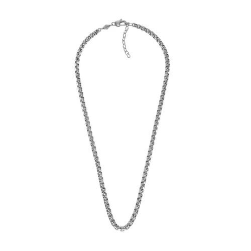 Fossil Herren-Halskette All Stacked Up - Edelstahl-Halskette in Silber mit poliertem Finish, ideal für stilbewusste Männer. Länge 508mm+50mm, perfekt für jeden Anlass.