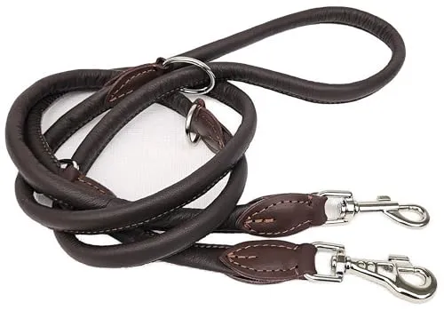 Luxus HUNDELEINE, Runde Leine, 220cm/10mm Nappaleder Braun Handgefertigt (1461)