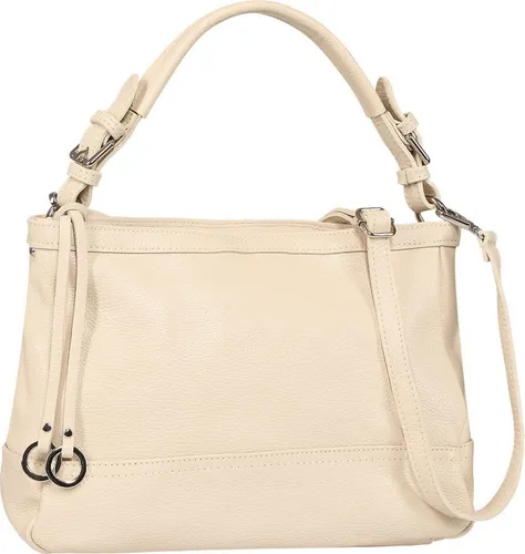 Toscanto Damen Schultertasche aus Leder – Beige, 38 cm - Elegante Toscanto Schultertasche aus hochwertigem Kalbsleder in Beige. Ideal für besondere Anlässe. Abnehmbarer, verstellbarer Gurt bis 118 cm – italienische Handarbeit in perfekter Verarbeitung.