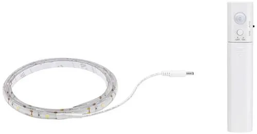 Paulmann 78899 LED-Streifen-Set 6V 1m Warmweiß - LED Streifen mit flexiblem Einsatz dank Batteriebetrieb, selbstklebend und mit integriertem Bewegungsmelder für automatisches Licht bei Annäherung.