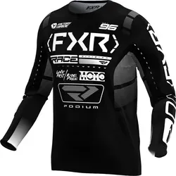 FXR Podium 2025 Jugend Motocross Jersey, schwarz-weiss, Größe XL - Motocross-Jersey aus leichtem Polyester- / Mesh-Gewebe, atmungsaktiv und komfortabel. Schmal geschnitten für optimale Passform und mit bonded Ärmelbündchen für weniger Reibung.