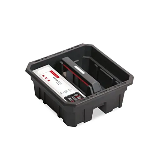 Werkzeugträger Werkzeugkasten Kunststoff schwarz offen Geräteträger leer Garten 300x300x133mm mit Trennwände schwarz